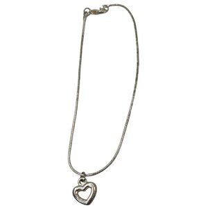 Silver Heart Charm Bracelet With Thin Chain For Women A200